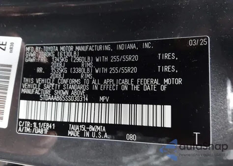 2025 Lexus Tx 350 Premium z USA, uszkodzony, nr VIN 5TDAAAB65SS030314